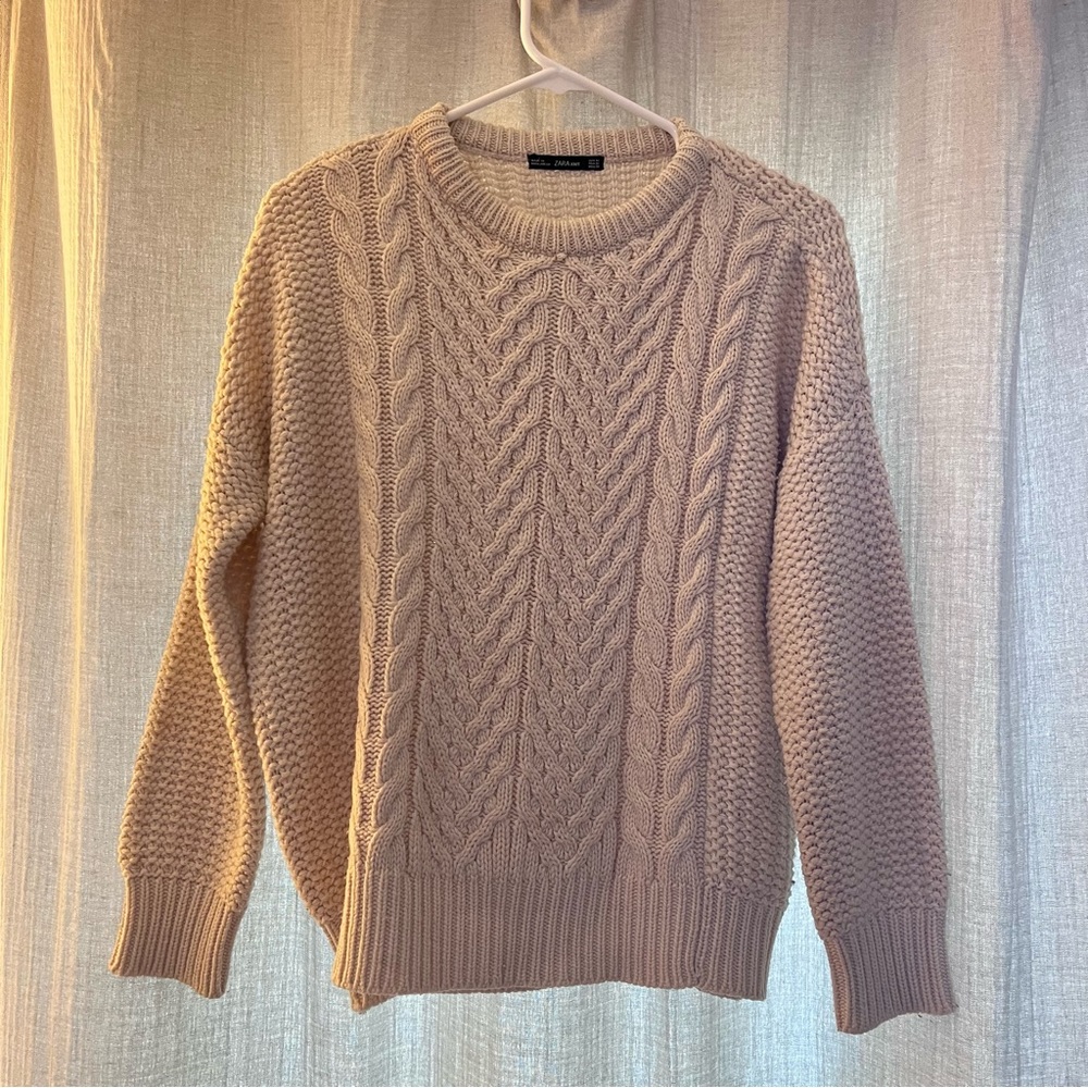 Zara Cream Cable Knit Sweater